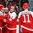 MONTREAL, CANADA - DECEMBER 29: Denmark's Nicolaj Krag #19, Jonas Rondbjerg #16, Anders Koch #3 and Joachim Blichfield #11 celebrate after a third period goal against the Czech Republic during preliminary round action at  the 2017 IIHF World Junior Championship. (Photo by Francois Laplante/HHOF-IIHF Images)

